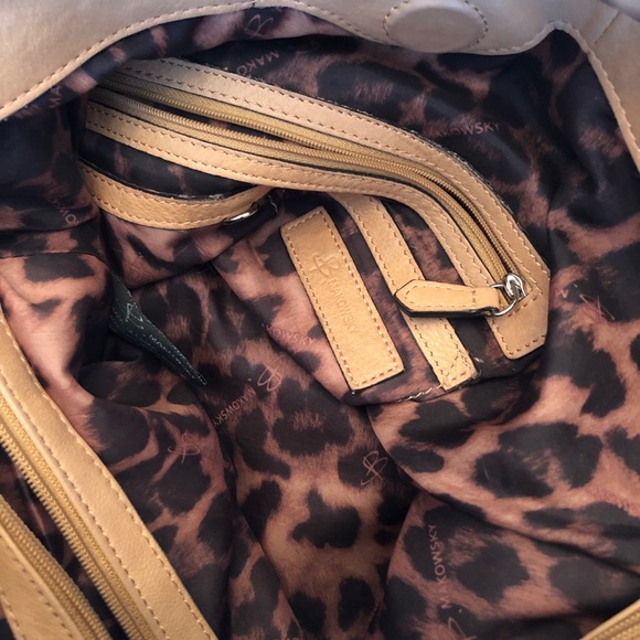 B. Makowsky Leather Hobo Bag, Beige/Tan - Picture 5 of 7